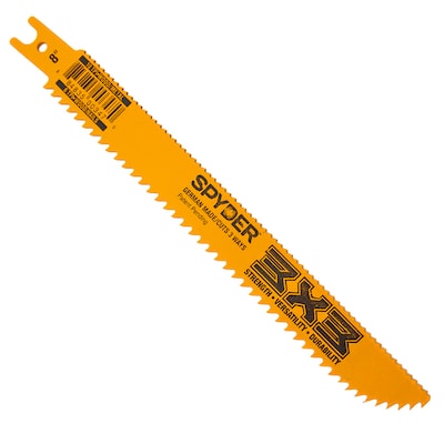 Spyder 3X3 Double-Sided Bi-metal 8-in 6/10 Tpi Wood/Metal Cutting Reciprocating Saw Blade