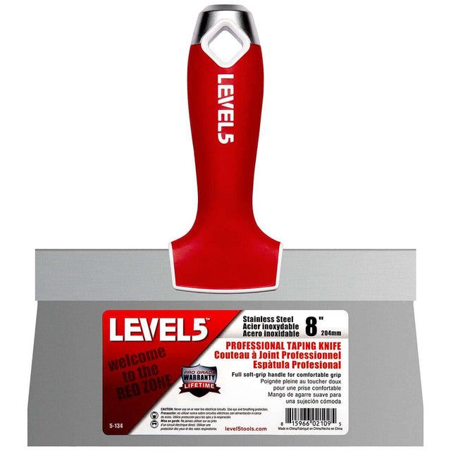 8" Stainless Steel Taping Knife w/ Soft Grip Handle