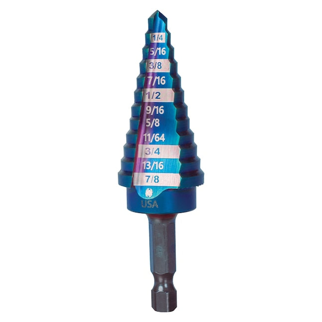 Spyder 12 Step Bit, Mach-Blue Hex Shank