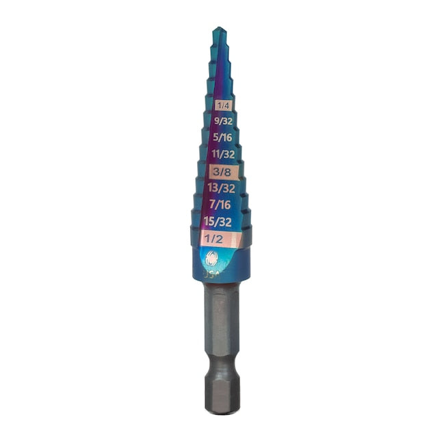Spyder 13 Step Bit, Mach-Blue Hex Shank