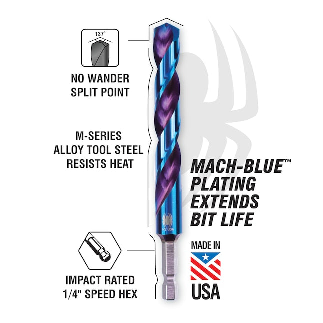 1/4 Mach-Blue Hex Shank Drill Bit