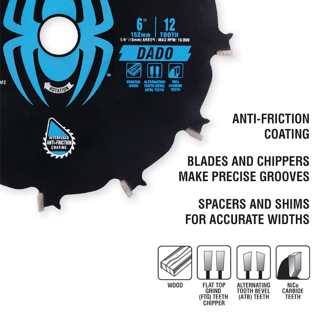 Spyder 13023 Tarantula DADO Circular Saw Blade, 6 In.