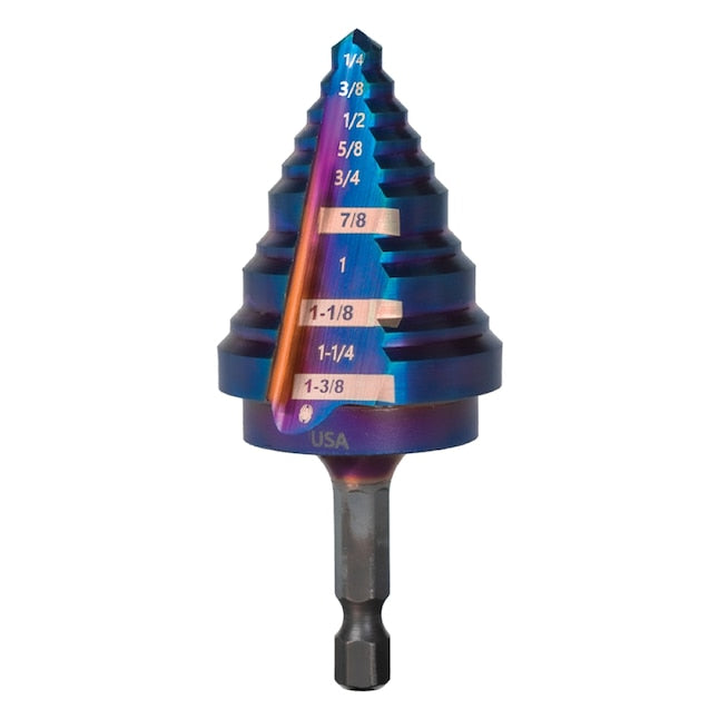 Spyder 10 Step Bit, Mach-Blue Hex Shank