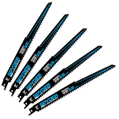 Spyder Black Series Bi-metal 9-in 6 Tpi Wood/Nail Embedded Cutting Demolition Reciprocating Saw Blade (5-Pack)
