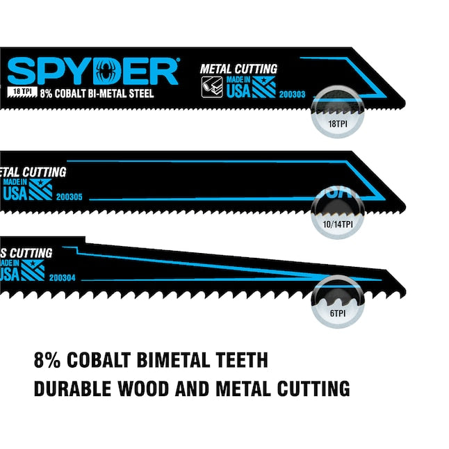 Spyder Black Series Bi-metal 6-in 18 Tpi Wood/Metal Cutting Demolition Reciprocating Saw Blade (5-Pack)