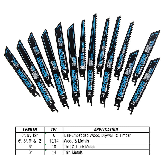 Spyder Black Series Bi-metal 6-in 18 Tpi Wood/Metal Cutting Demolition Reciprocating Saw Blade (5-Pack)