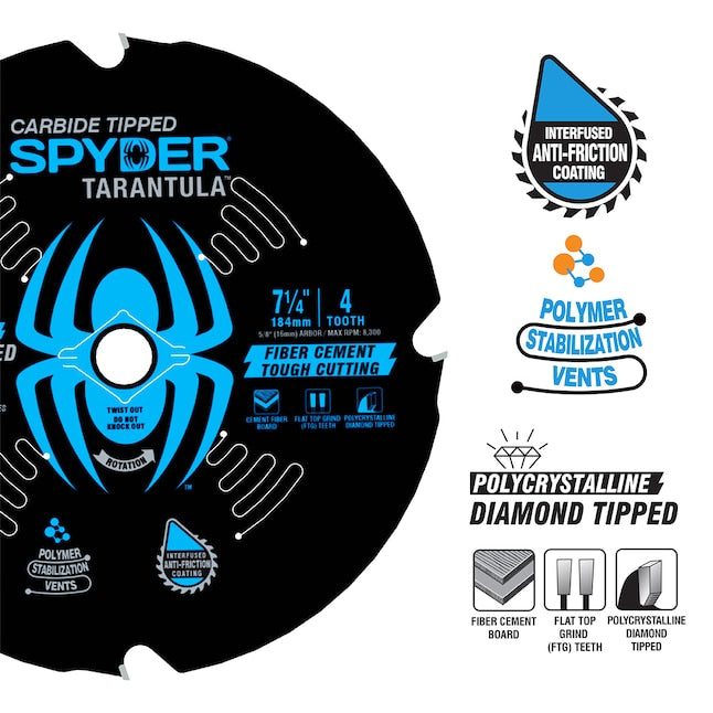 Spyder 7-1/4-in 4-Tooth Tungsten Carbide-tipped Steel Circular Saw Blade