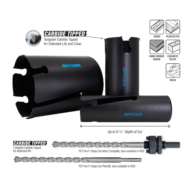 Spyder Deep Cut 1-1/4-in Carbide-tipped Non-arbored Hole Saw