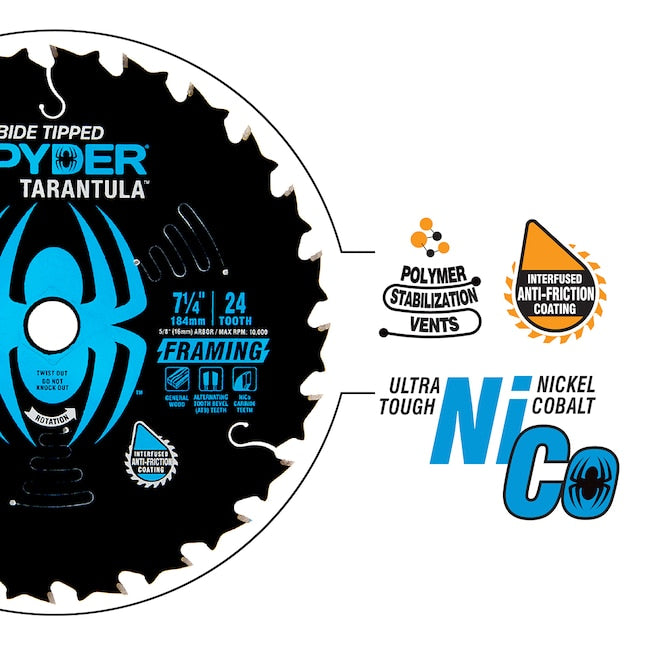 Spyder Framing 8-1/4-in 24-Tooth Rough Finish Tungsten Carbide-tipped Steel Circular Saw Blade