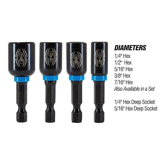 Spyder Mach-Blue 1/4-in x Nutsetter Impact Driver Bit (4-Piece)