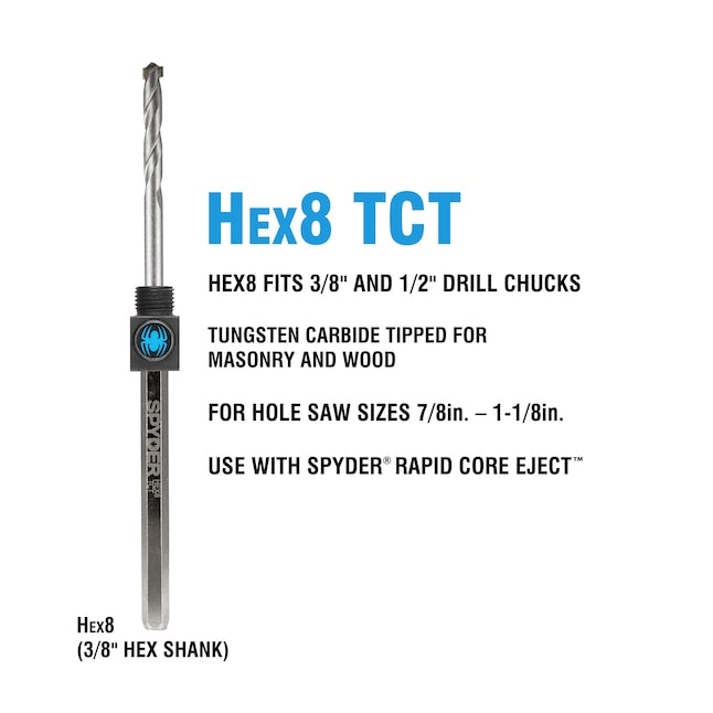 Spyder Hex 8 1/4-in x 7-1/8-in Hss Hole Saw Pilot Bit