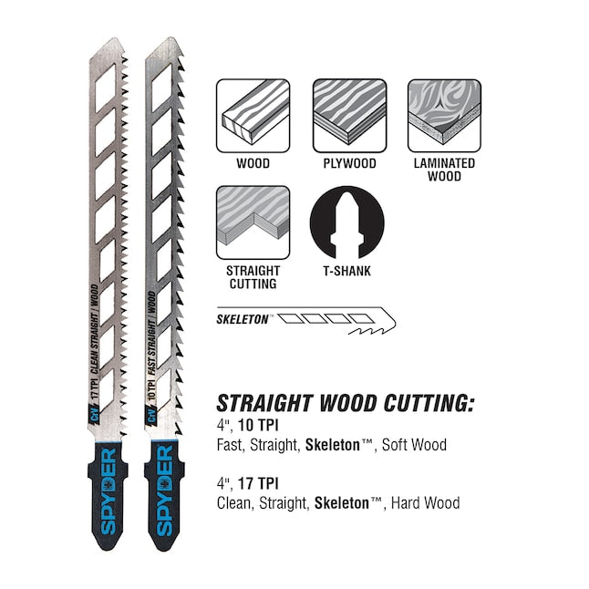 Spyder 4-in 10 Tpi T-shank Chrome/Vanadium Blade Set (2-Pack)