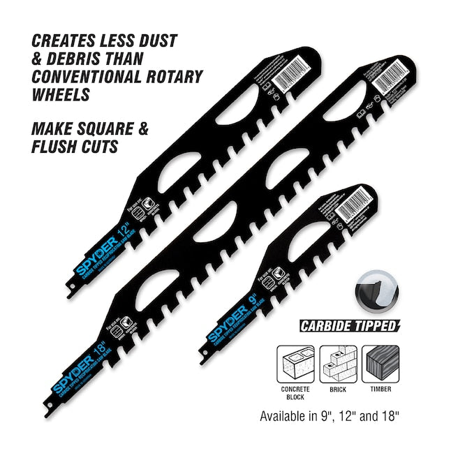 Spyder Masonry Carbide Tooth 12-in 2 Tpi Demolition Reciprocating Saw Blade