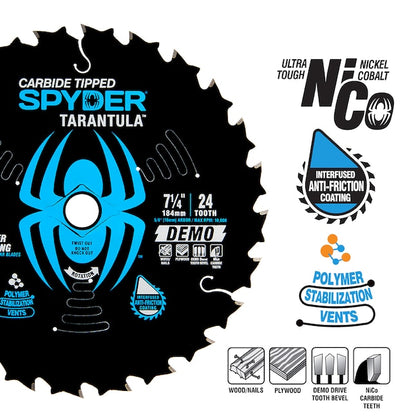 Spyder 6-1/2-in 24-Tooth Rough Finish Tungsten Carbide-tipped Steel Circular Saw Blade